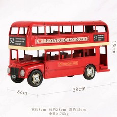 아메리칸 빈티지 버스 트램 레트로 모형 장식 거실 탁자 침실 장식 선물, 런던 이층 버스, 1개