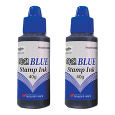 [달방구] 화신 스탬프 리필용 잉크 흑/청/적 스탬프잉크 리필 40g 2개, 블루잉크2개