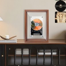 액자 CD 플레이어 우드 색상 투명 아크릴 벽걸이 CDP 블루투스, 빈티지 우드