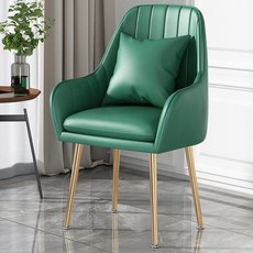 북유럽풍 등받이 화장대 의자 메이크업의자 메이크업, 1개, 먹그린--금다리+쿠션 포함+라텍스 가죽