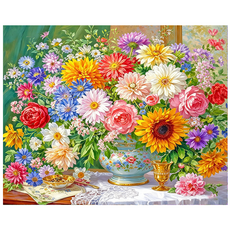 서은이네 보석십자수 캔버스형 DIY 비즈 십자수 40x50cm, 1세트, RR-14 꽃