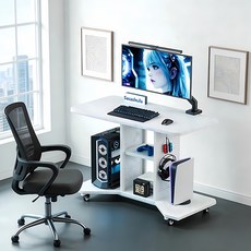 무좁은공간 이동식 1인용 학생 학원 원룸 컴퓨터 책상, 화이트