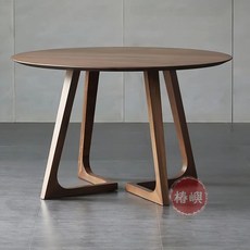 椿嶼 實木圓餐桌組合, 橡膠木FAS668胡桃【】,實木圓桌60*60