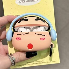 크레용 헤드셋 얼굴 에어팟케이스, 1개, 블루, 프로1/프로2