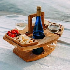 휴대용 야외 원목 테이블 디저트 손잡이 플레이트 피크닉 카페 트레이 1. 36x31x26cm