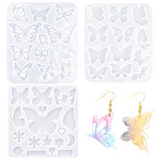 3피스 나비 주얼리 펜던트 몰드 실리콘 레진 귀걸이 제작 키트 키체인 목걸이 헤어핀 브로치 공예 DIY 만들기, 3피스 나비 주얼리 펜던트 몰드 실리콘 레진 귀걸이 제