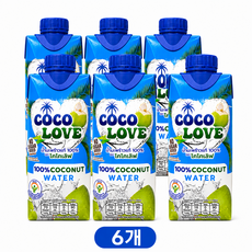 코코러브 태국 100% 코코넛 워터(고칼륨 고마그네슘), 6개, 330ml