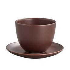 킨토 페블 컵앤소서 180ml 티컵 커피컵 세트, 1개, 브라운