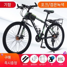 산악 자전거 성인 남성 컨트리 가변 속도 여학생 청소년 26 인치 24 일반 운송 출퇴근용, 21단, 24인치, MX-블랙그린-스포크휠, 1개