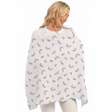 Wimst 모슬린 수유 커버 여성용 모유 수유 부드럽고 통기성이 좋은 모유 수유 커버 수유 앞치마용 단단한 후프 포함(꽃-A), Leaf