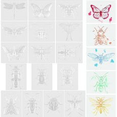 페이피야 16개 곤충 문지름 접시 나비 잠자리 무당벌레 개미 질감 홈 클래스룸 아트 16가지 스타일, Feifeiya 16개 곤충 문양 문지판 나비 잠자리