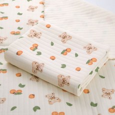 嬰兒包巾 寶寶浴巾 透氣柔軟 四季款, 保暖花邊橘子熊