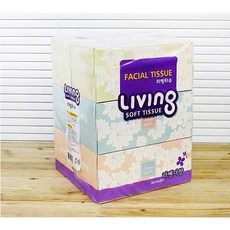 미용티슈 리빙 각티슈 2겹 6개입 화장지 휴지 갑티슈 180매 1P, 180, 1
