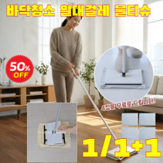 [오늘특가] 손에 묻지 않는 걸레 허리해방 일회용 청소포용 밀대걸레, (밀대)& 청소 천 4개, (1개입)115cm*5