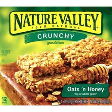 Nature Valley 크런치 그래놀라 바 귀리 앤 허니 박스당 42.5g(1.5온스) 2바 파우치 6개(2팩)2, 42.5g, 1