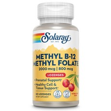 Solaray 甲基B12 2000mcg&甲基葉酸800mcg含片 櫻桃口味, 60錠, 1罐