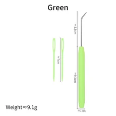 3개/세트 다채로운 색상의 크로셰 바늘 곡선형 플라스틱 바느질 DIY 도구용 뜨개질, 03 Green