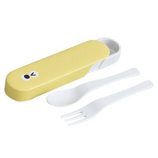 Iroiro Omeme 午餐盒湯匙組 155mm, 1個, 湯匙+叉子+湯匙架, 黃色的