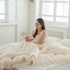 [국내생산]도르리 100% 모달이불 프리미엄 레이스 프릴 호텔 차렵 이불 침구 세트