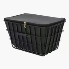 【開發票/統編】自行車後車筐 後座置物籃 機車/電動車通用 大容量書包籃 後置折疊單車籃, 43加粗加大車筐+無蓋+黑色內保, 1個