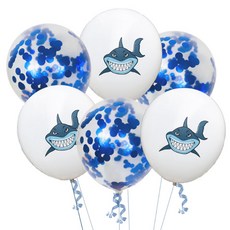 상어 샤크 컨페티 도트 생일 파티 풍선 2종 세트, A_상어5개+컨페티5개