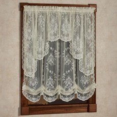 럭셔리 시어 폴리에스터 피오나 레이스 창문 장식 | 아름다운 풍선형 창문 셰이드 턱 벨런스 | 시대를 초월한 클래식 전통 | 앤티크 골드 |