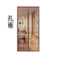 防蚊門簾 磁吸靜音自動閉合 精美刺繡款 90*210公分, 刺绣孔雀
