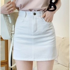 이로울 현이 여성 화이트 핑크 청치마 미니 스커트