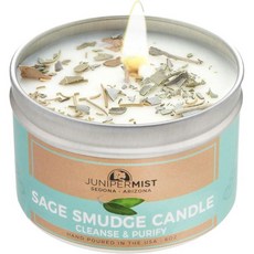로즈 스머지 캔들6온스 - 명상 및 클렌징 부정적 에너지 미국산 소이 왁스 에센셜 오일 리얼 세이지 스틱의 무연 대체품, Pack of 1_Sage Smudge Candle, 1개
