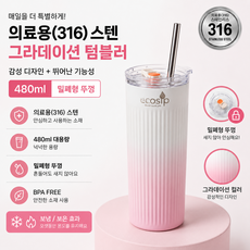 텀블러 316스텐 오로라 그라데이션 보온보냉 에코십 (ecosip), 핑크블루, 1개, 480ml 핑크블루, 1개, 480ml