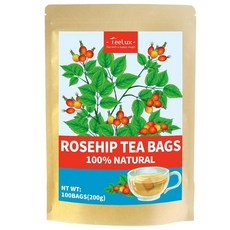 TeeLux 카모마일 라벤더 티백 & 레몬 밤 허브 티 카페인 프리 진정 및 기분 좋은 아로마 100개, 로즈 힙, 100개입 (1팩), 1, 100