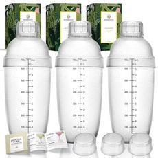 Homestia 3팩 플라스틱 칵테일 셰이커 추가 캡 3개 700cc / 680.4g(24온스) 투명 보바 티 컵 말차 우유 와인 커피 믹싱용 바 도구 핸드 드링크 믹서, 709.8ml(24온스) 보바 티 쉐이커 컵 3개 +