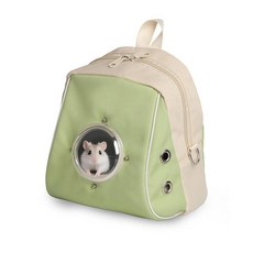 햄스터 캐리어 슈가 글라이더 쥐 앵무새 및 기타 작은 애완동물에게 적합 투명한 우주선이 있는 통기성 새 백팩 그린 148373, Green, 초록색