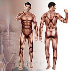 台東出貨 歐美新款萬聖節肌肉cos舞臺表演服裝搞怪服飾印花連身緊身衣男女