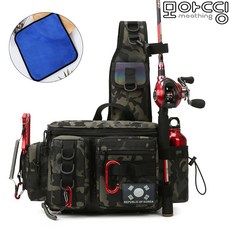 [무료배송]3way 웨이스트백 루어 낚시 가방 확장형(콜라보에디션)+낚시타월, 올리브카모