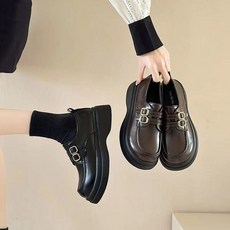 여성 심플 발편한 통굽 로퍼 키높이 메리제인 청키 단화H126