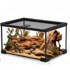 AIDU 기총 항아리 전체 투과 생태 항아리 사육 상자 우림 항아리 물고기 수궁 거북이 뱀 애완동물 사육 항아리 관상 항아리, 20*20*15cm 하이라이트 구성요소 + 초백색 유