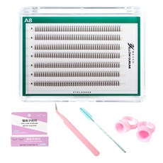 부분 가닥 인조 속눈썹 풀세트 280pcs 대용량 연장 아이돌 아이래쉬 A형 7줄 8mm 글루 투명, 1개, 블랙