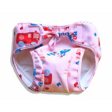 Flamewing專業嬰兒防水游泳褲 玩水褲 尿布褲 嬰兒泳褲 防漏尿布褲 游泳尿布, 1個, 粉車防水泳褲,M, M