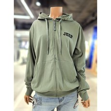 Jeep 남녀공용 얇은 자수 로고 싱글 후드집업 여름 봄 가을 후드 카키