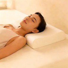 프리미엄 천연라텍스 경추베개 + 속커버, 1개, 굴곡 베개
