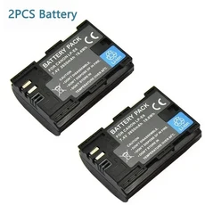 LP-E6 배터리 및 LED 듀얼 충전기 캐논 EOS 5DS R Mark II 6D 7D 카메라용 2650mAh LP E6, 03 2PCS Battery