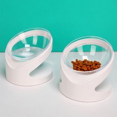 아이구감사합니다 고양이 투명 사선 식기 반려동물 밥 물 그릇 2개