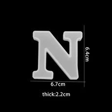 3D 대문자 실리콘 금형 대문자 알파벳 UV 에폭시 수지 금형 DIY 쥬얼리 만들기 펜던트 열쇠 고리 공예 용품, 18 N Mold