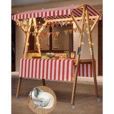 야시장 노점 테이블 간이 이동식 부스 프리마켓 레드/화이트 가판 120x60x200cm, 01. 빨강/화이트 천장+식탁보