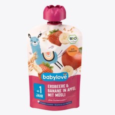 독일 베이비러브 유기농 과일퓨레 - 사과 딸기&뮤즐리 100g (라마)