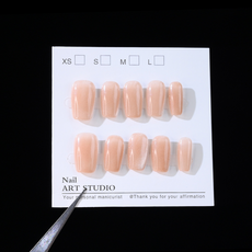 GUEFOON 醉清風腮紅貓眼法式穿戴甲, 1個, 裸色貓眼:S（9566）