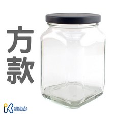 愛廚房 玻璃醬菜瓶 圓款240c.c/方款419c.c 台灣製造 糖果罐 果醬罐 醬料罐, 1個, 方:419c.c-1入, 419L
