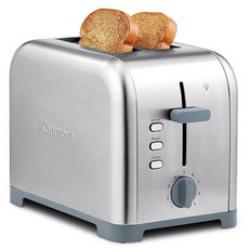 KOOLATRON Kenmore 2슬라이스 토스터 - 컬러 터치 스크린 및 6가지 쉐이드 설정 엑스트라 와이드 슬롯 디지털 카운트다운 타이머 맞춤형 스마트 프리셋 재가열, Stainless Steel