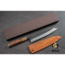 和欣行 現貨 加藤義實 超級青鋼 黑打 梨地 墨流 牛刀 210mm 花梨木套組, 1個